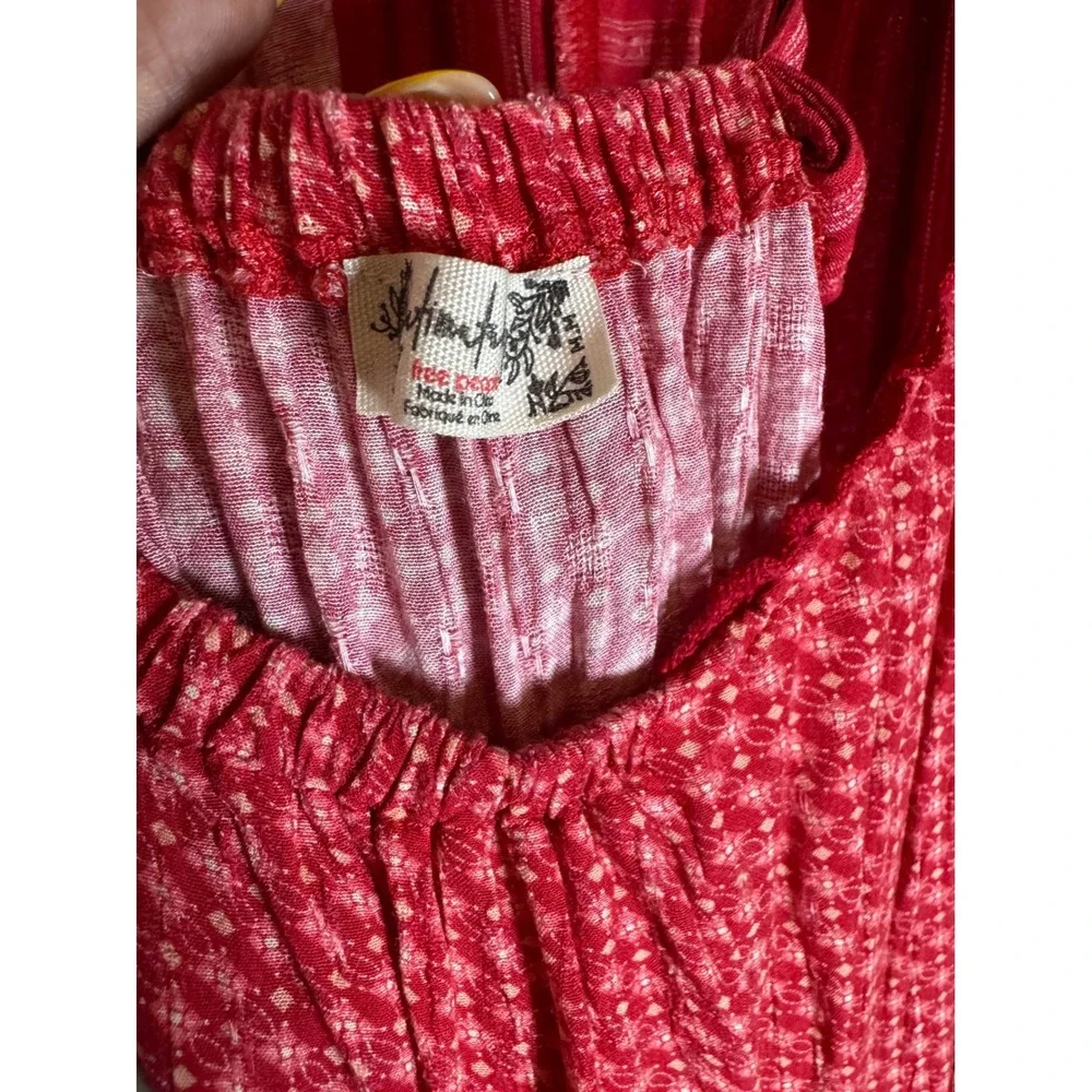 Intimately Free People Red Patterned Full Bloom Harem Jumpsuit Boho Size Medium